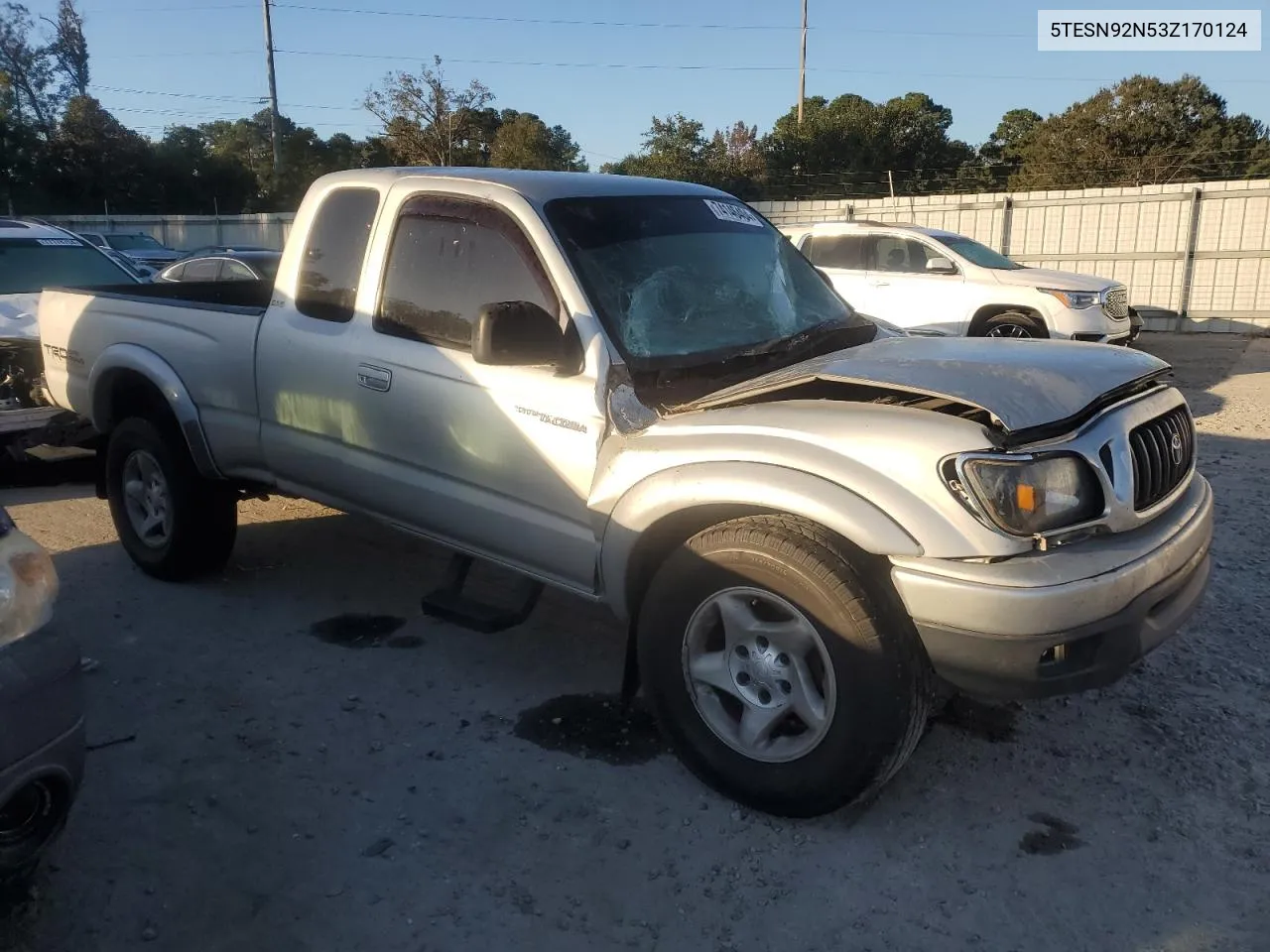 2003 Toyota Tacoma Xtracab Prerunner VIN: 5TESN92N53Z170124 Lot: 74146404