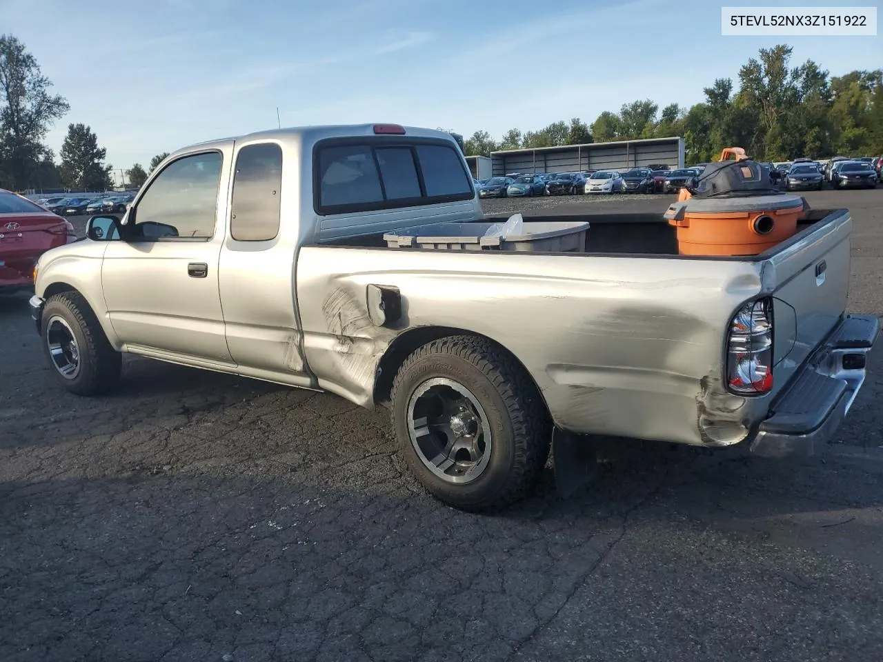 2003 Toyota Tacoma Xtracab VIN: 5TEVL52NX3Z151922 Lot: 75058924