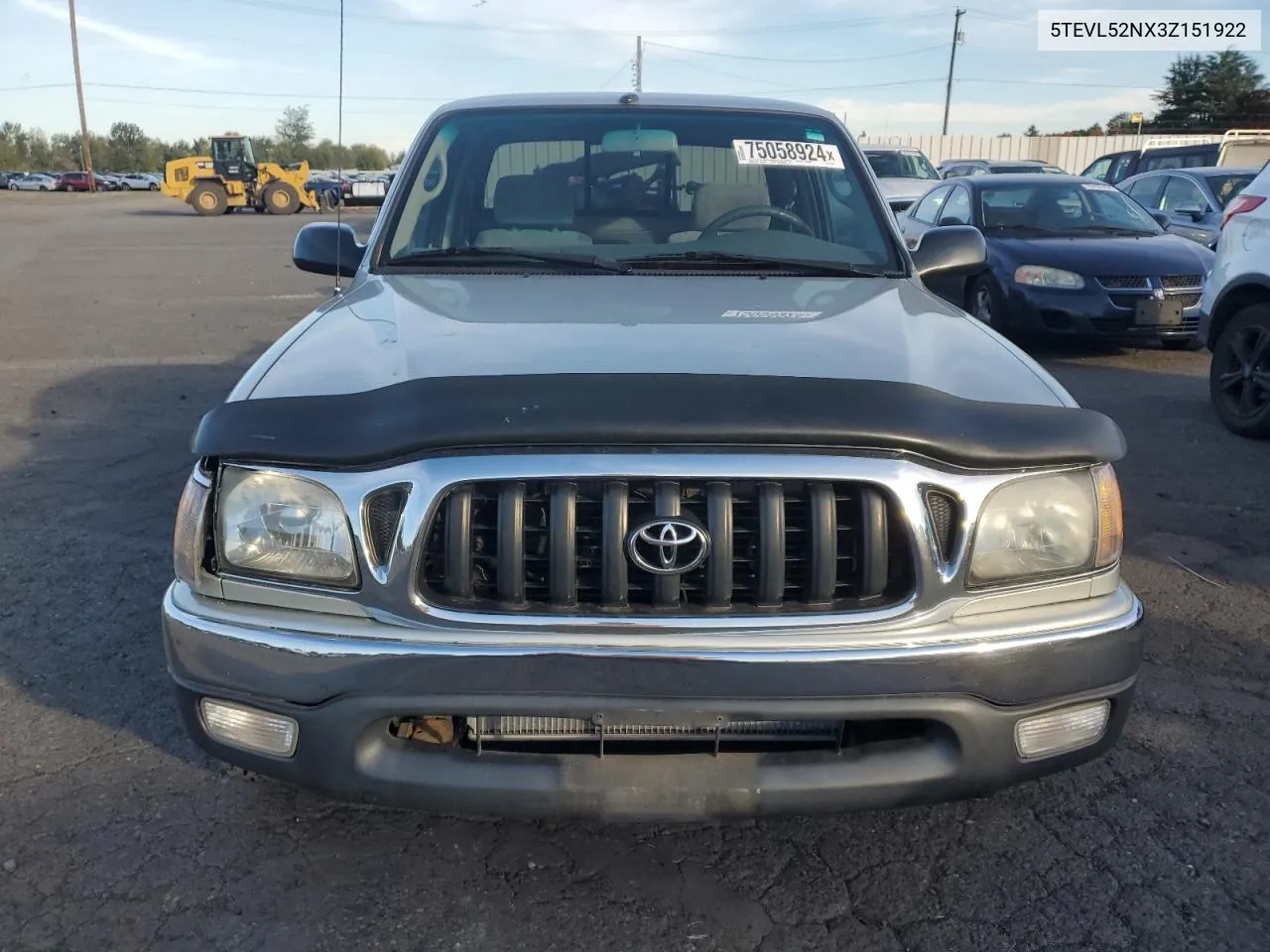 2003 Toyota Tacoma Xtracab VIN: 5TEVL52NX3Z151922 Lot: 75058924