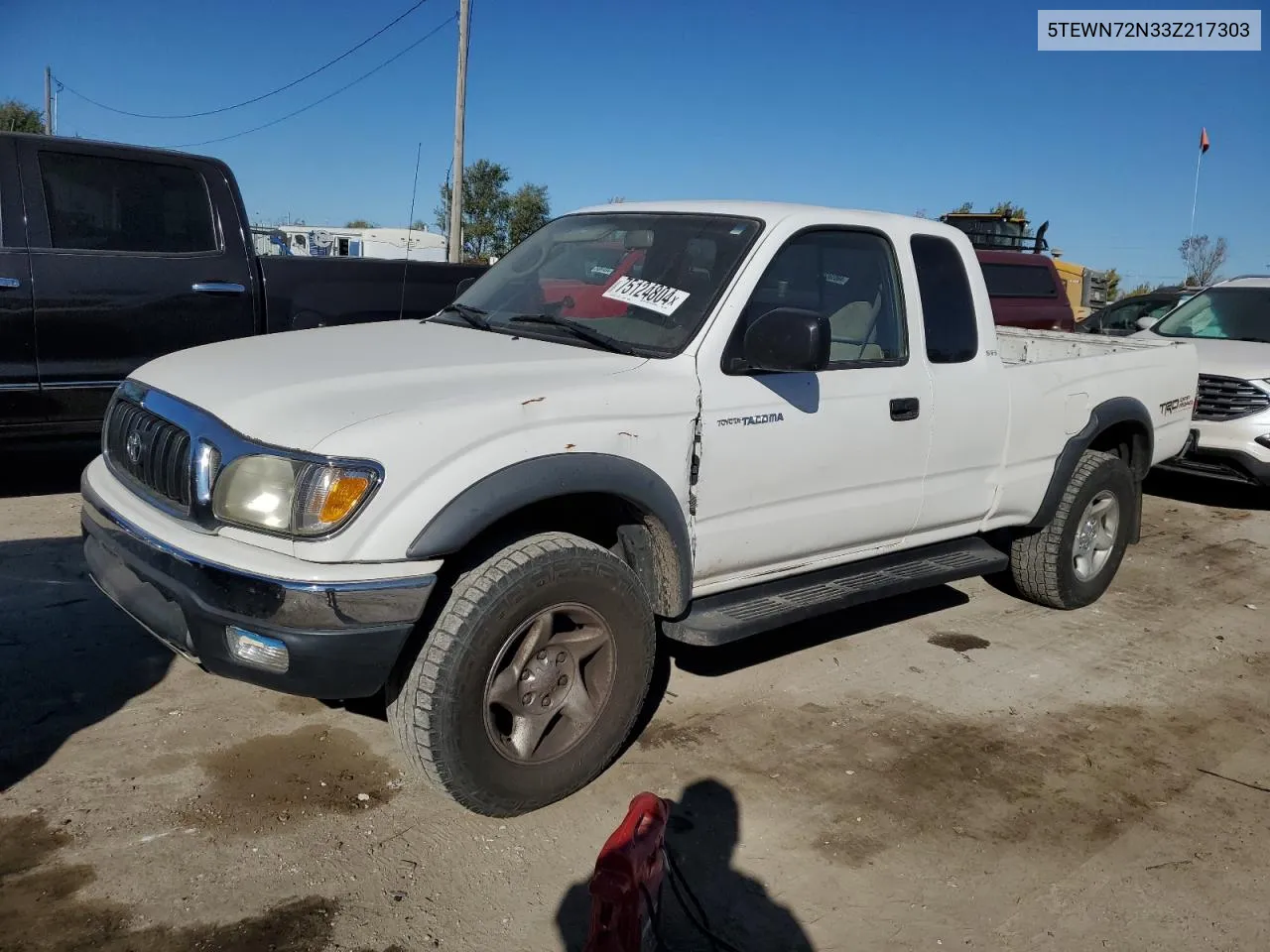 2003 Toyota Tacoma Xtracab VIN: 5TEWN72N33Z217303 Lot: 75124804