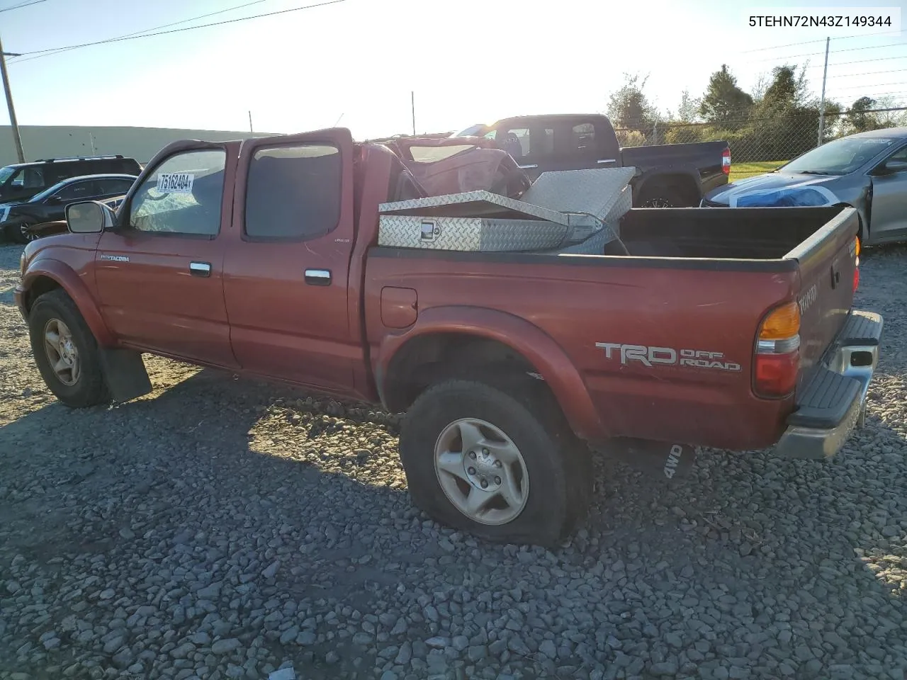 2003 Toyota Tacoma Double Cab VIN: 5TEHN72N43Z149344 Lot: 75162404