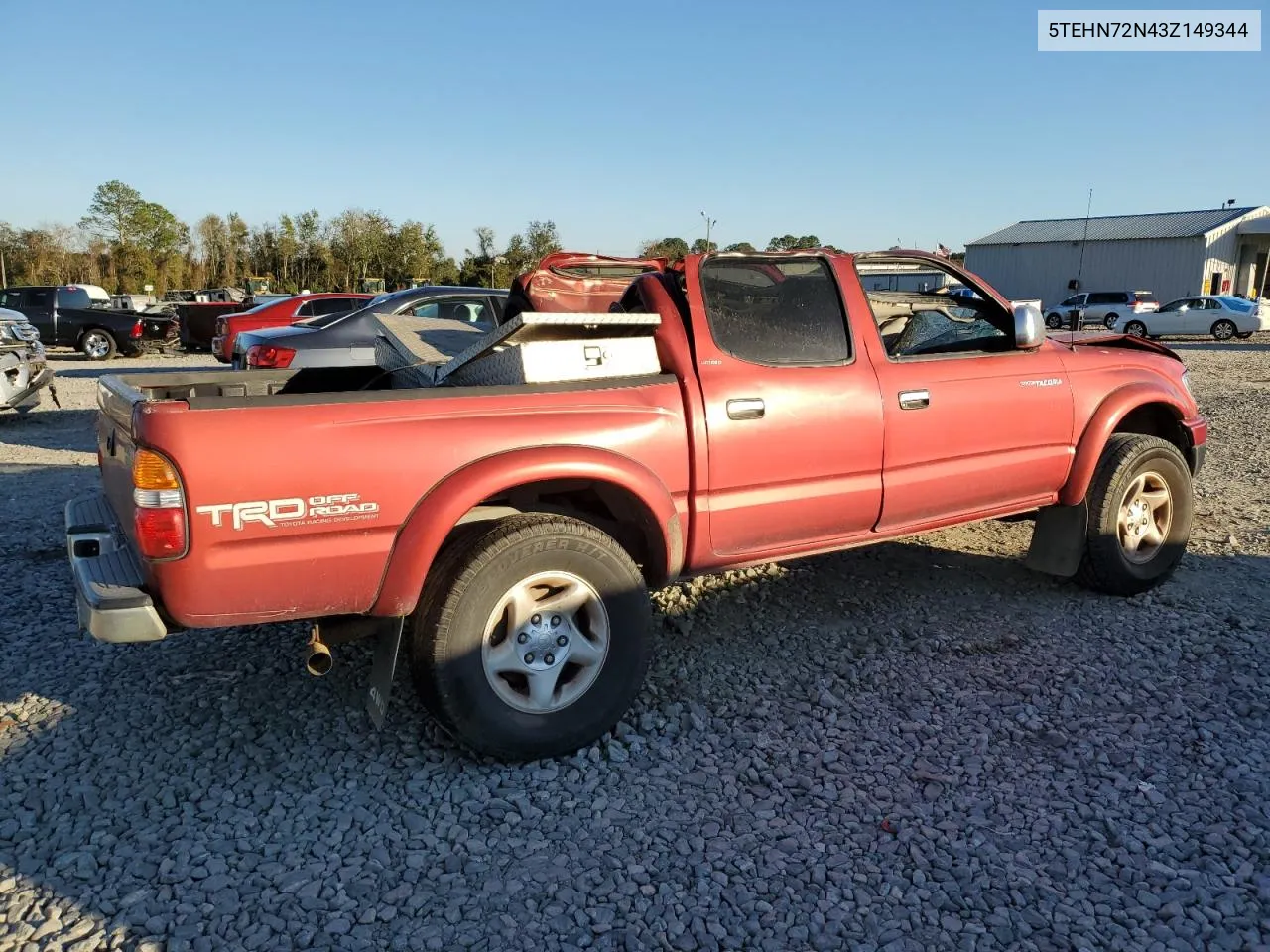 2003 Toyota Tacoma Double Cab VIN: 5TEHN72N43Z149344 Lot: 75162404