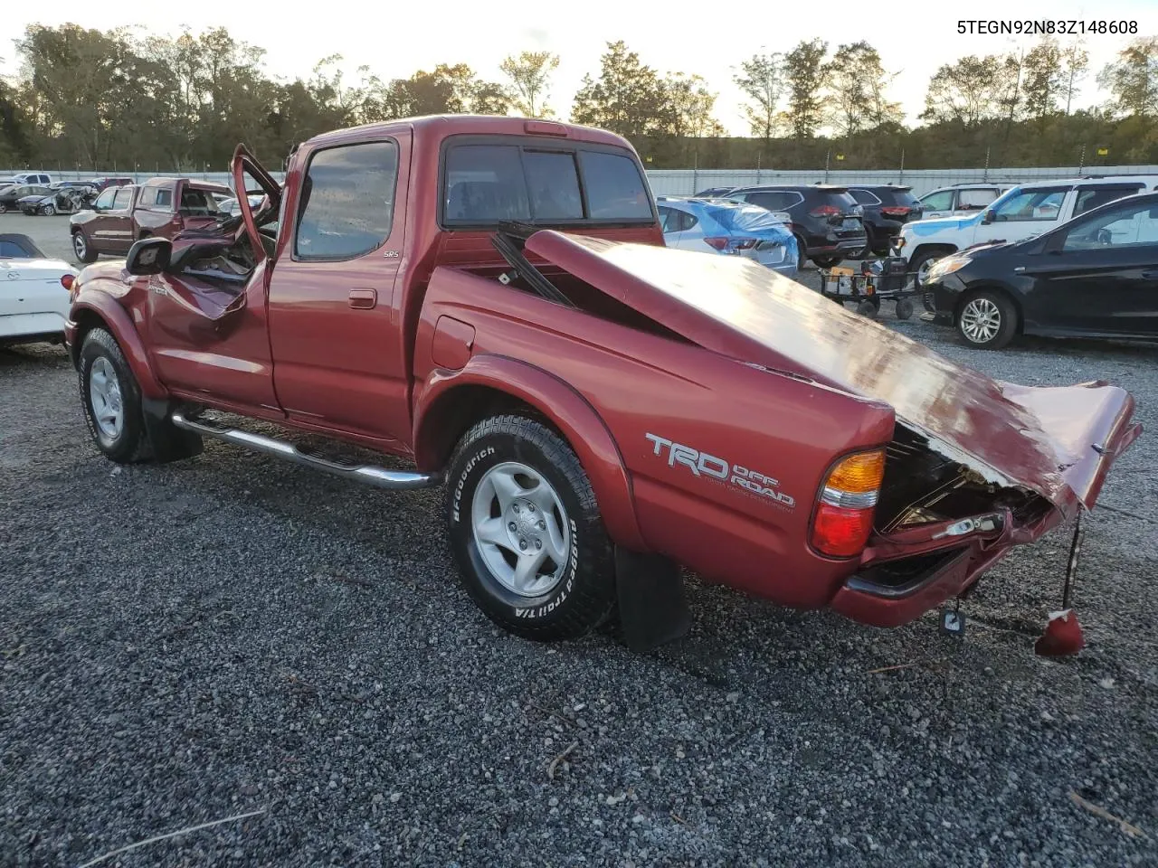 2003 Toyota Tacoma Double Cab Prerunner VIN: 5TEGN92N83Z148608 Lot: 75498434