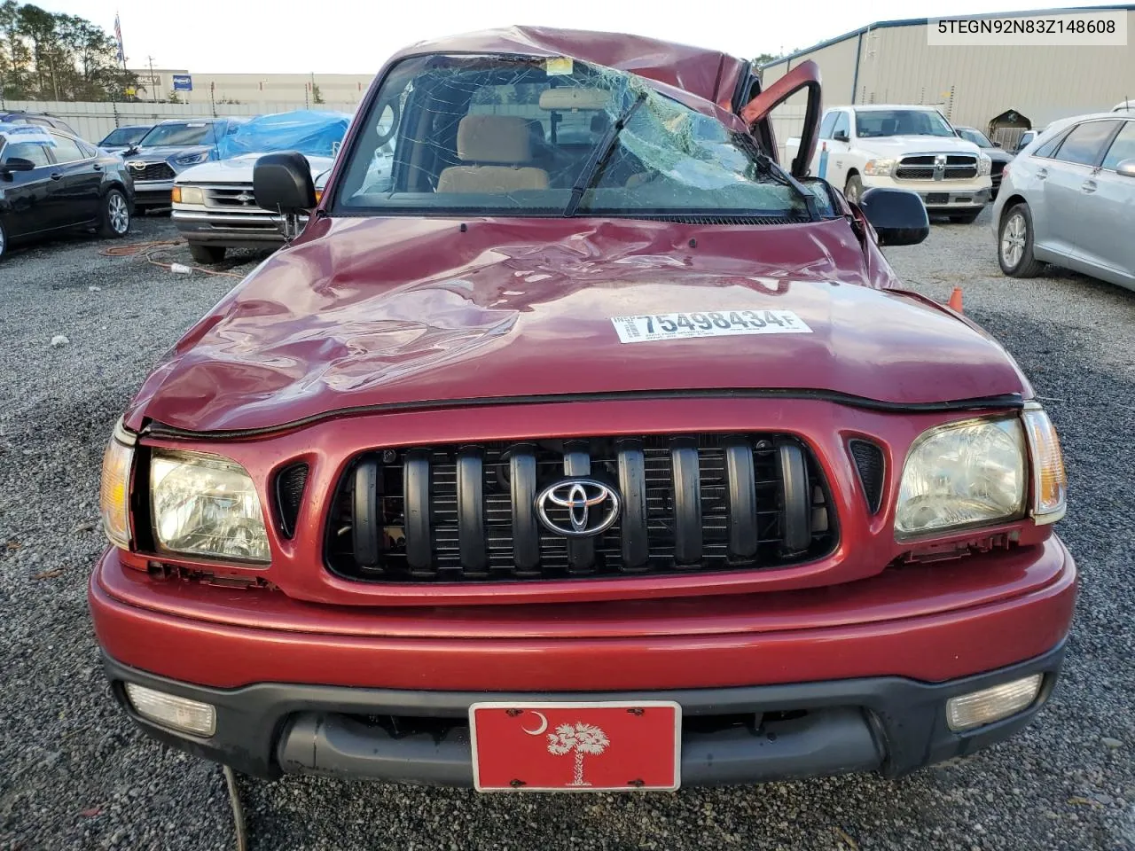 2003 Toyota Tacoma Double Cab Prerunner VIN: 5TEGN92N83Z148608 Lot: 75498434