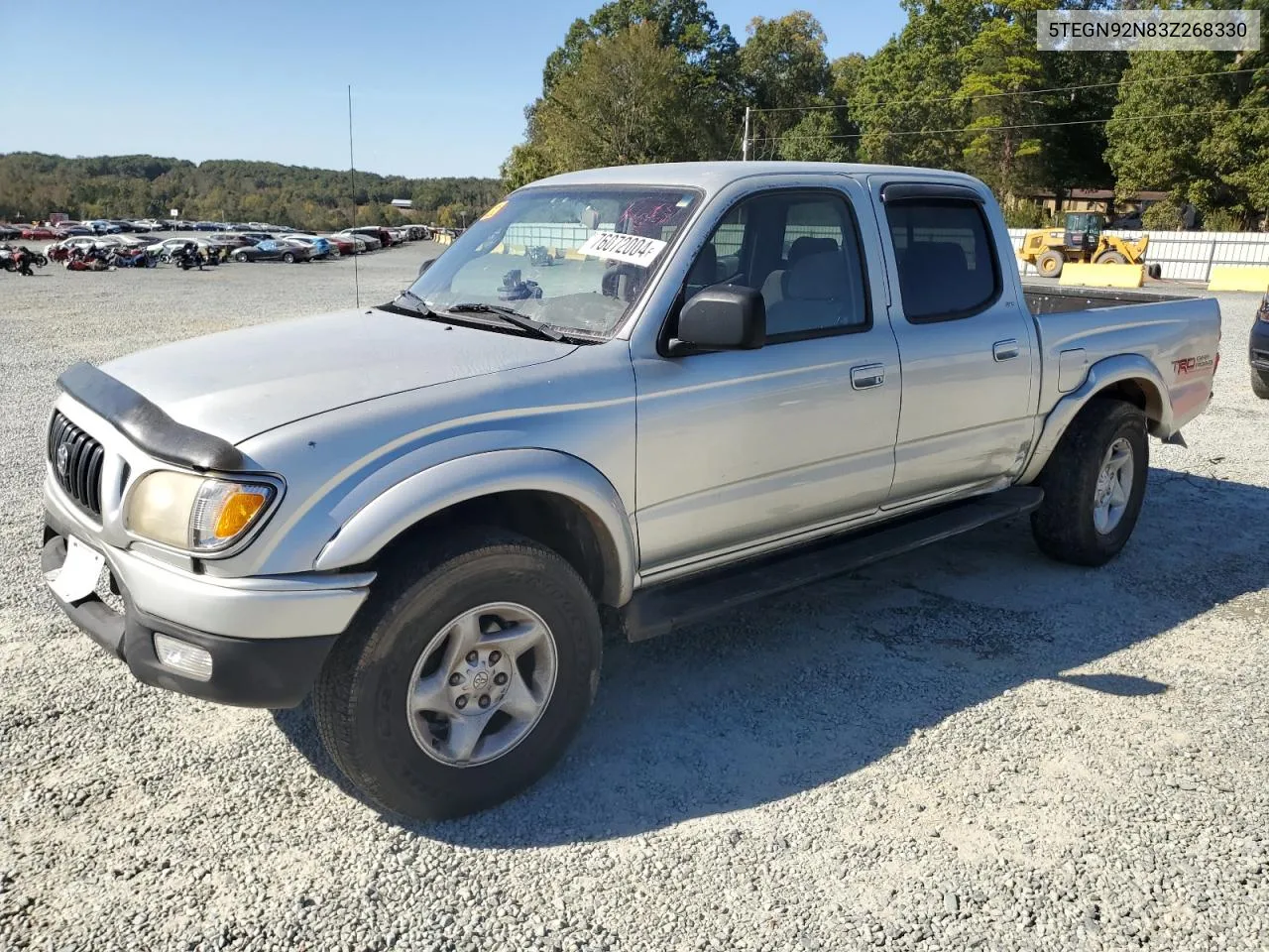 2003 Toyota Tacoma Double Cab Prerunner VIN: 5TEGN92N83Z268330 Lot: 76072004