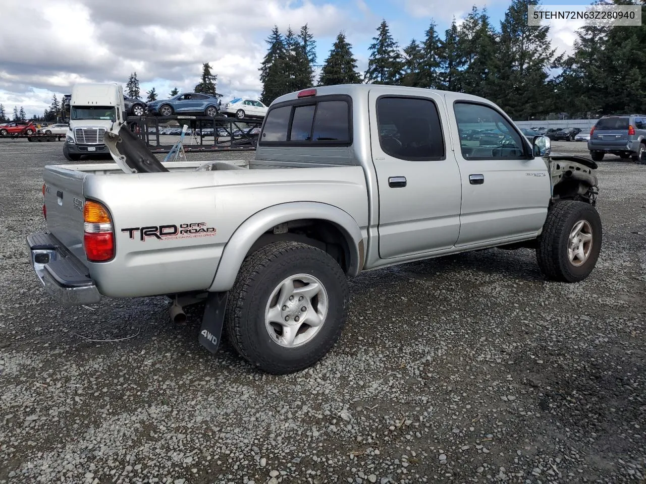 2003 Toyota Tacoma Double Cab VIN: 5TEHN72N63Z280940 Lot: 76881634