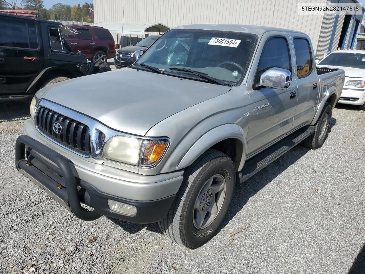 2003 Toyota Tacoma Double Cab Prerunner VIN: 5TEGN92N23Z147518 Lot: 78081584