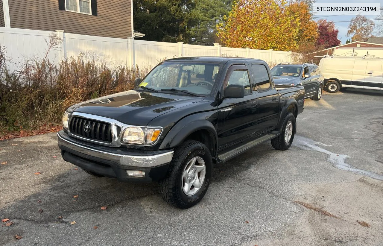 2003 Toyota Tacoma Double Cab Prerunner VIN: 5TEGN92N03Z243194 Lot: 78933214