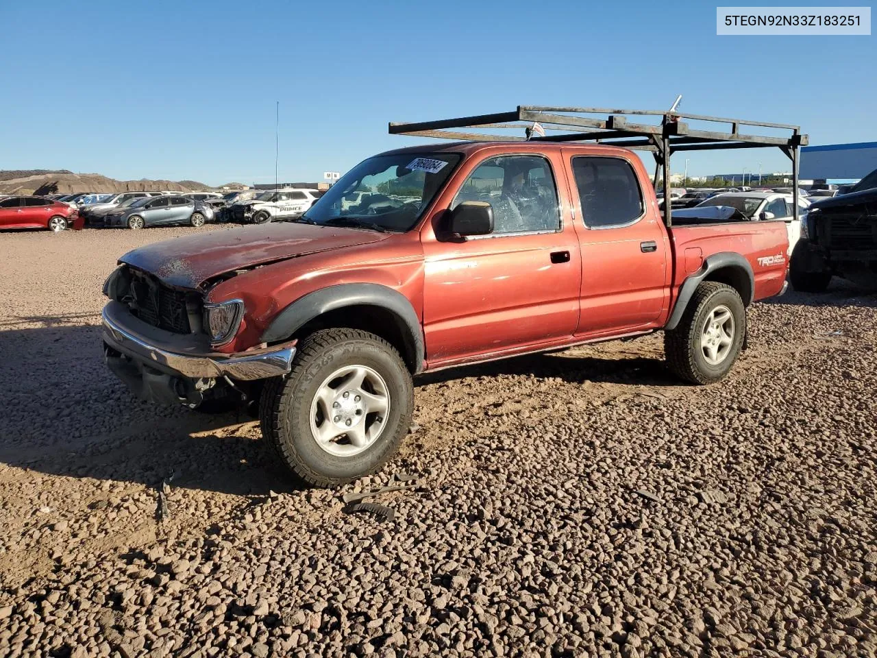 2003 Toyota Tacoma Double Cab Prerunner VIN: 5TEGN92N33Z183251 Lot: 79690064