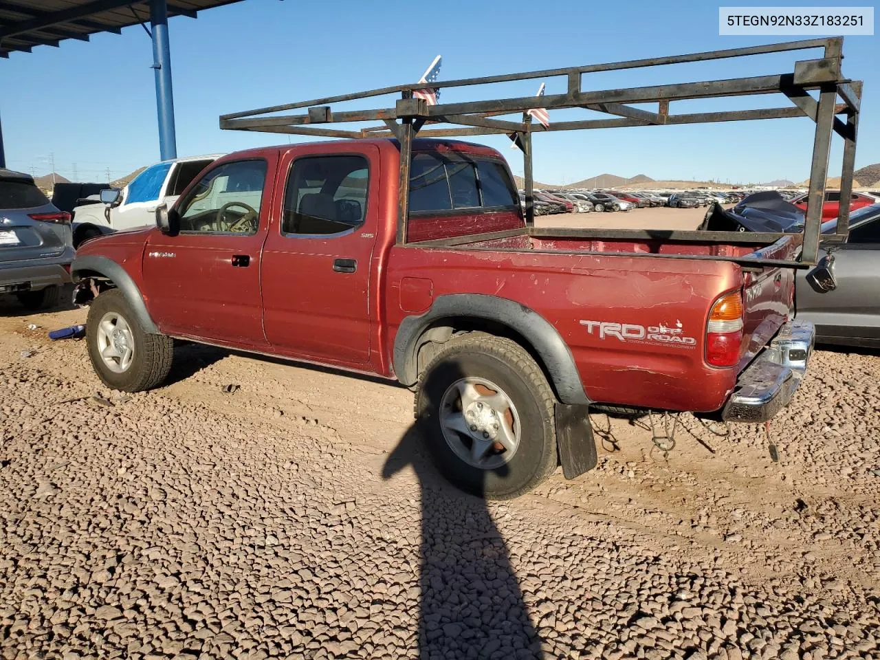 2003 Toyota Tacoma Double Cab Prerunner VIN: 5TEGN92N33Z183251 Lot: 79690064