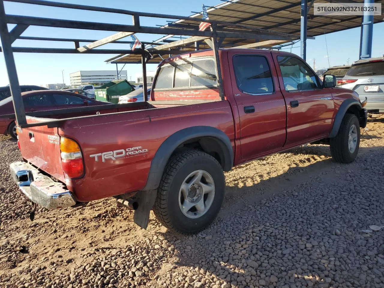 2003 Toyota Tacoma Double Cab Prerunner VIN: 5TEGN92N33Z183251 Lot: 79690064