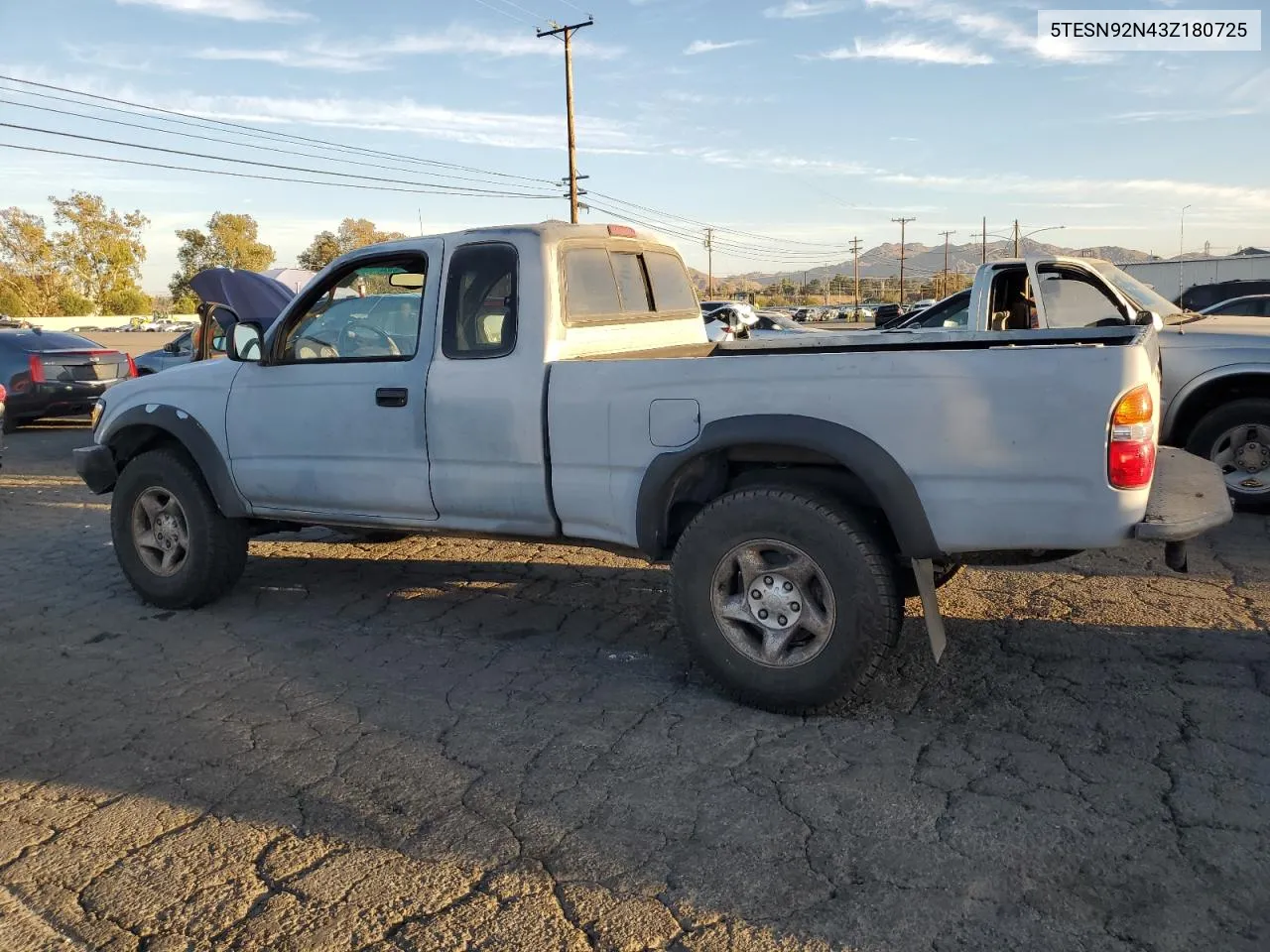 2003 Toyota Tacoma Xtracab Prerunner VIN: 5TESN92N43Z180725 Lot: 80573744