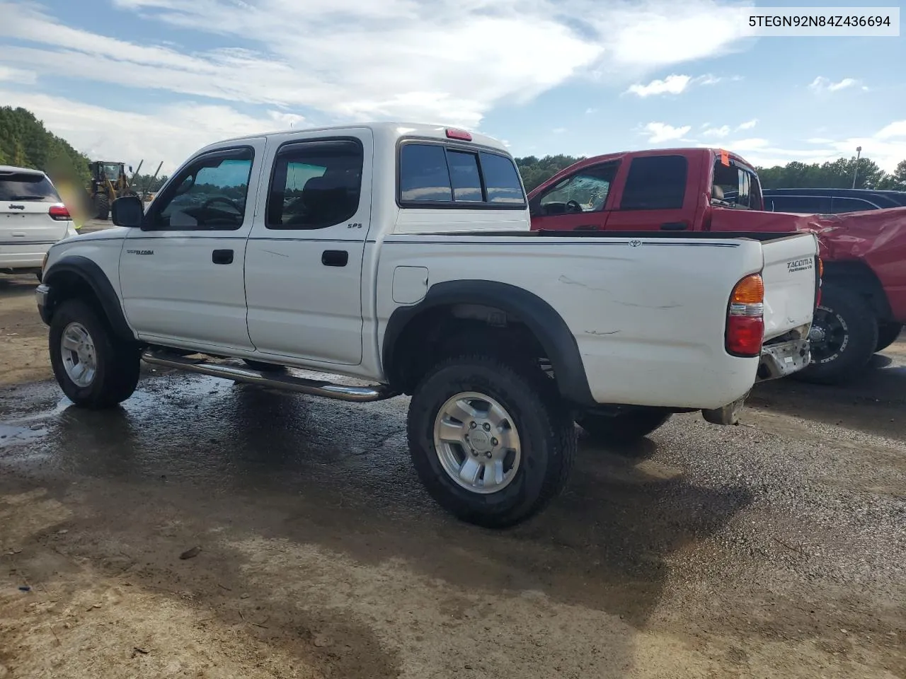 2004 Toyota Tacoma Double Cab Prerunner VIN: 5TEGN92N84Z436694 Lot: 69842714