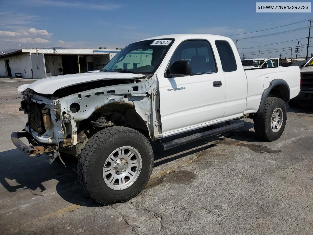 2004 Toyota Tacoma Xtracab VIN: 5TEWM72N84Z392733 Lot: 74846334