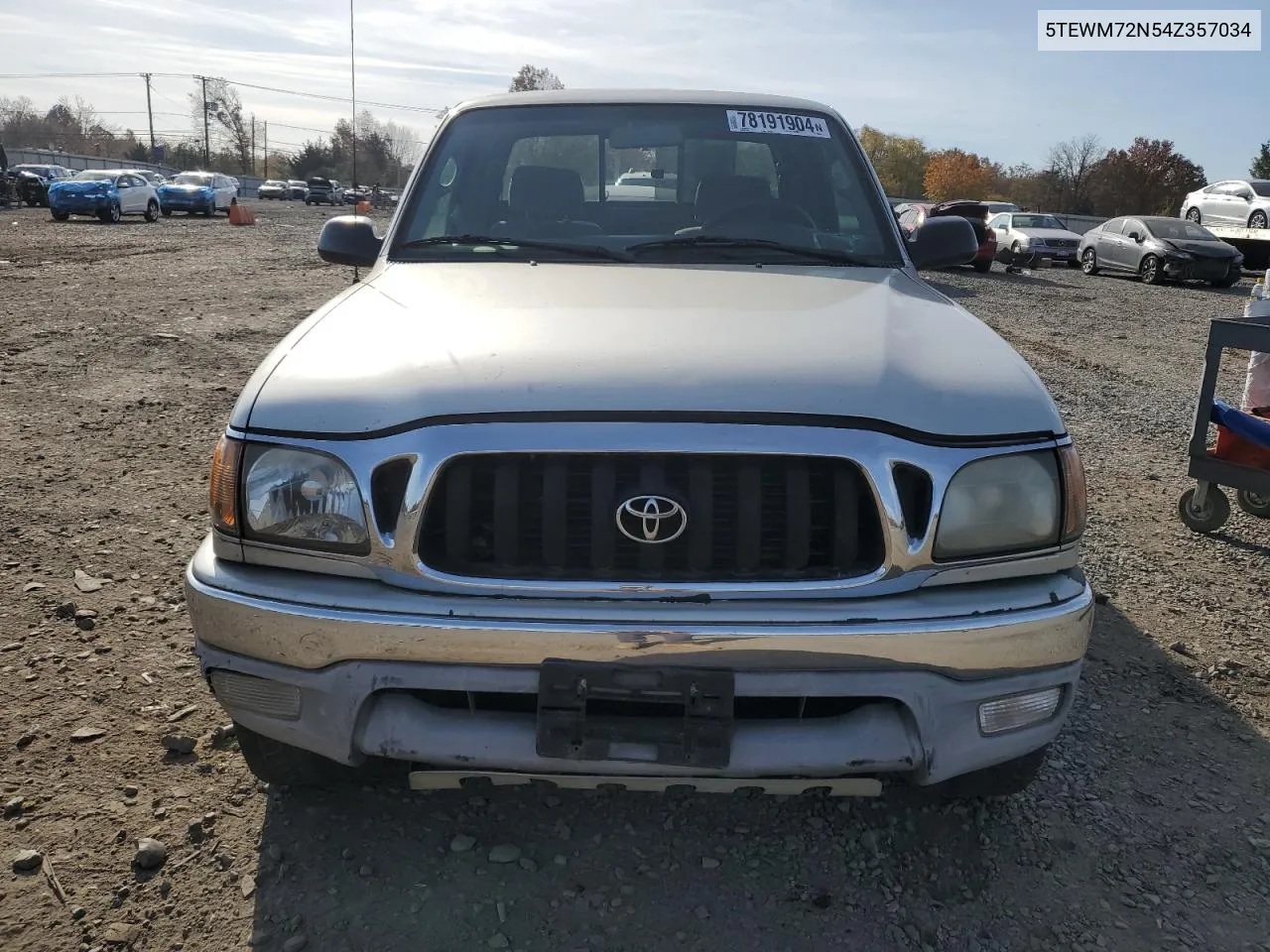 2004 Toyota Tacoma Xtracab VIN: 5TEWM72N54Z357034 Lot: 78191904