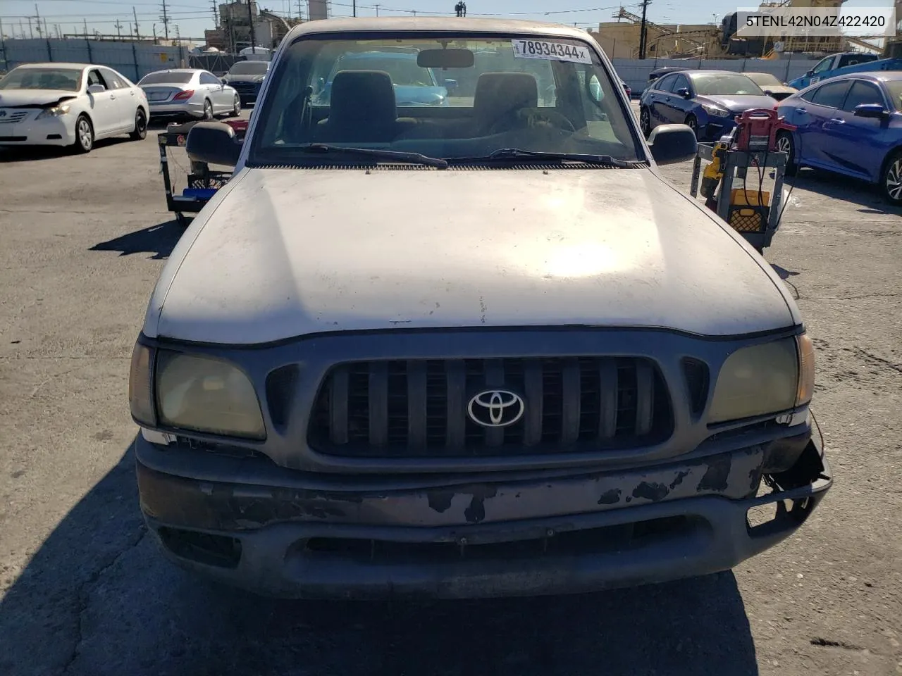 2004 Toyota Tacoma VIN: 5TENL42N04Z422420 Lot: 78934344