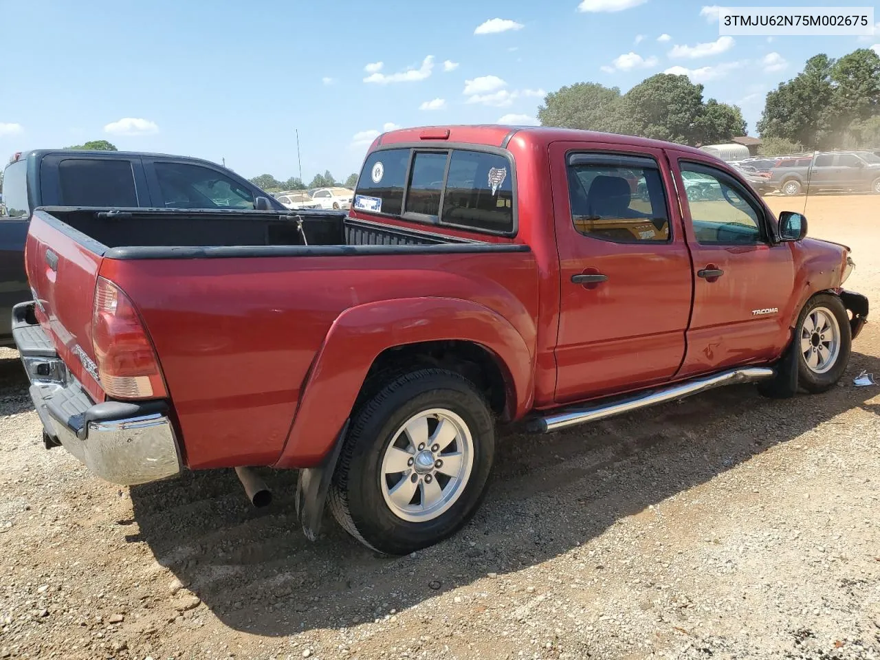 2005 Toyota Tacoma Double Cab Prerunner VIN: 3TMJU62N75M002675 Lot: 69388684