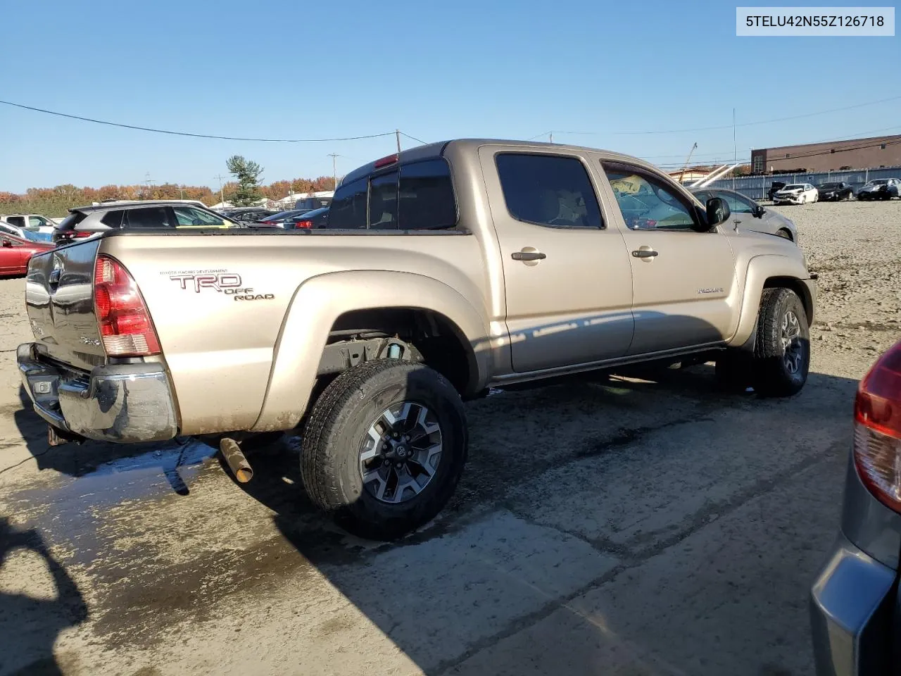 2005 Toyota Tacoma Double Cab VIN: 5TELU42N55Z126718 Lot: 77125364