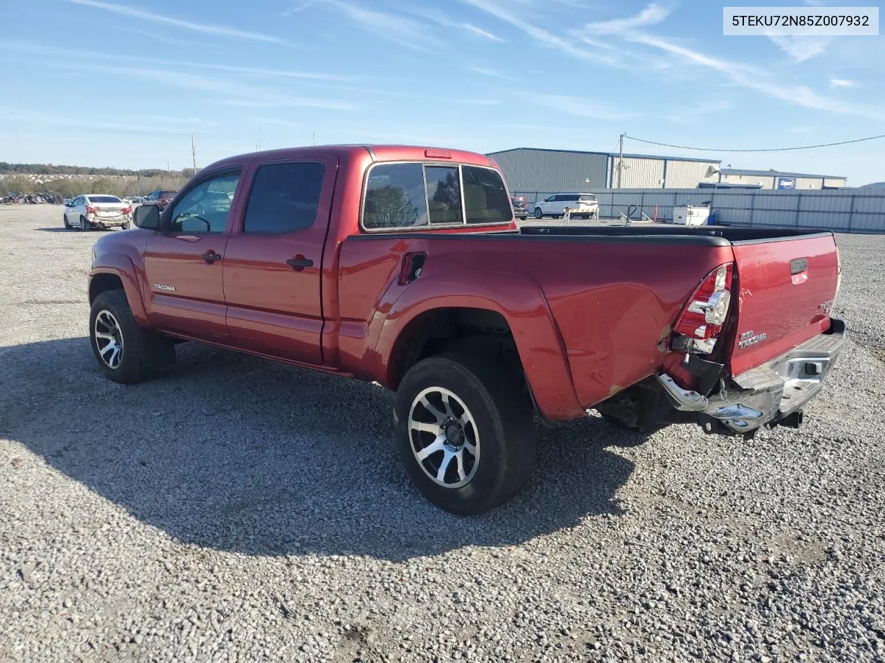 2005 Toyota Tacoma Double Cab Prerunner Long Bed VIN: 5TEKU72N85Z007932 Lot: 80209904