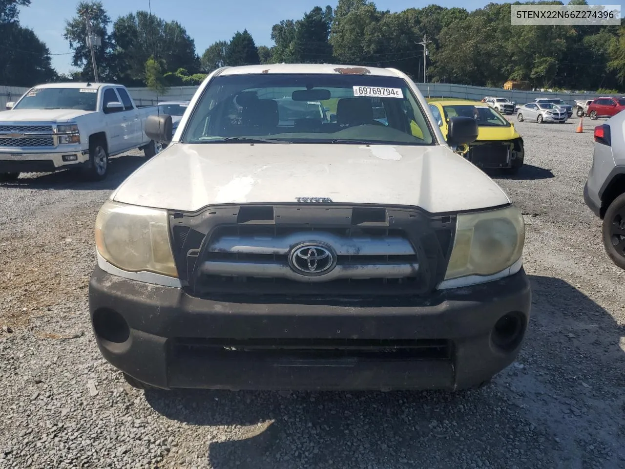 2006 Toyota Tacoma VIN: 5TENX22N66Z274396 Lot: 69769794