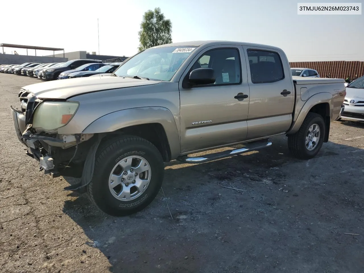 2006 Toyota Tacoma Double Cab Prerunner VIN: 3TMJU62N26M023743 Lot: 70439734