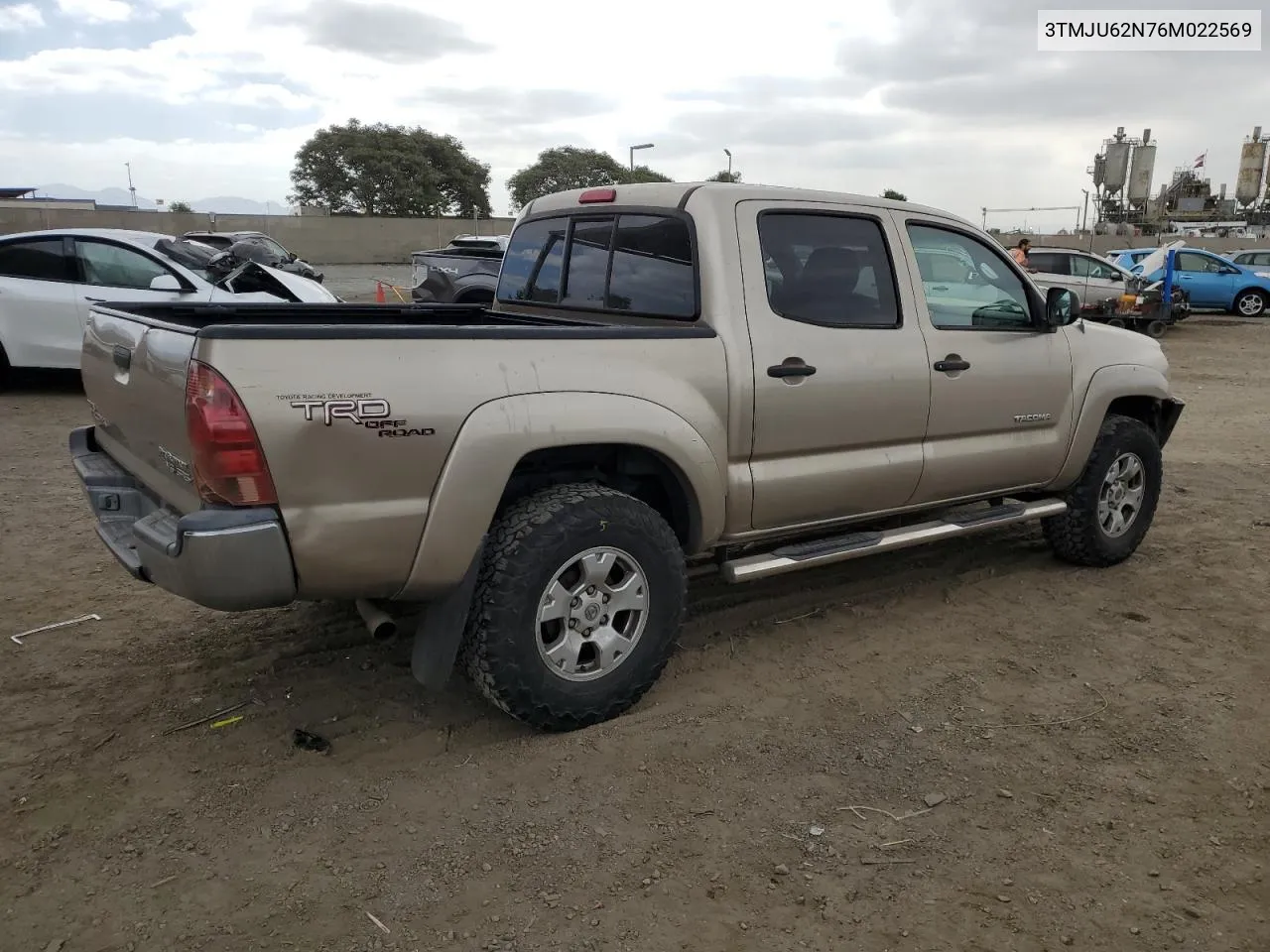 2006 Toyota Tacoma Double Cab Prerunner VIN: 3TMJU62N76M022569 Lot: 72191214