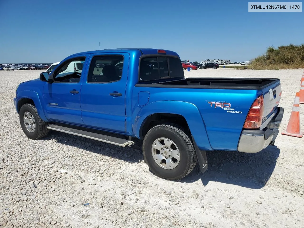 2007 Toyota Tacoma Double Cab VIN: 3TMLU42N67M011478 Lot: 70511654