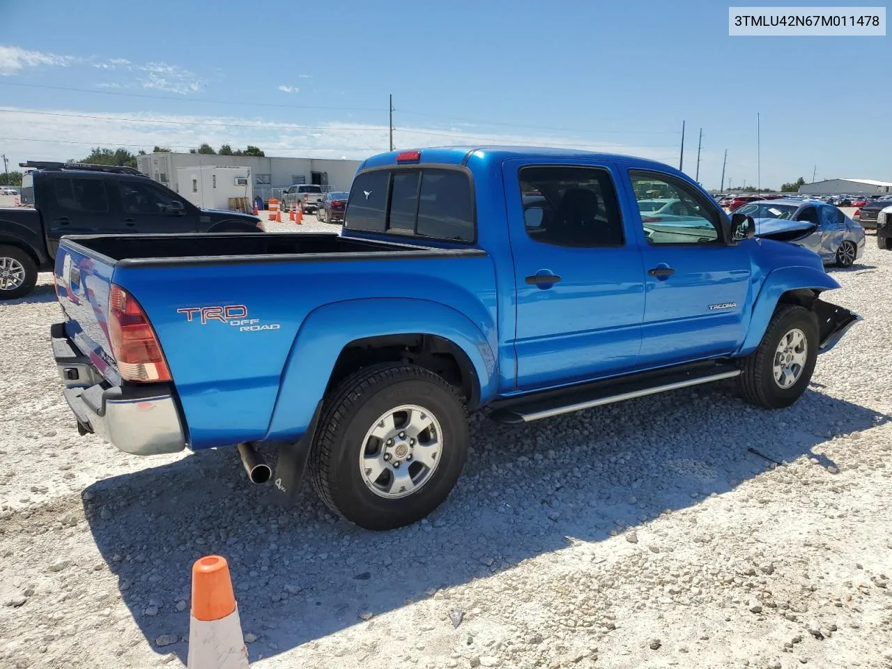 2007 Toyota Tacoma Double Cab VIN: 3TMLU42N67M011478 Lot: 70511654