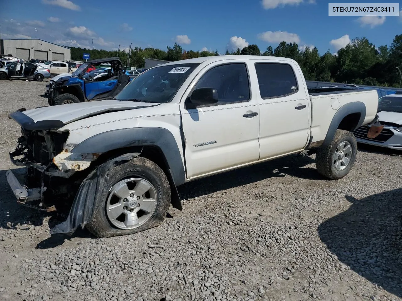 2007 Toyota Tacoma Double Cab Prerunner Long Bed VIN: 5TEKU72N67Z403411 Lot: 73959124