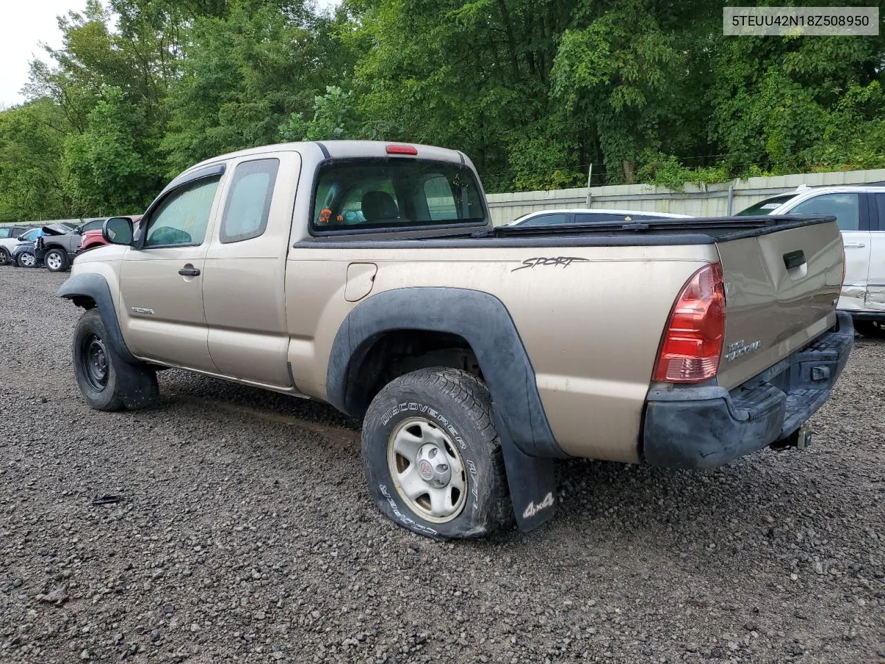 2008 Toyota Tacoma Access Cab VIN: 5TEUU42N18Z508950 Lot: 67475564