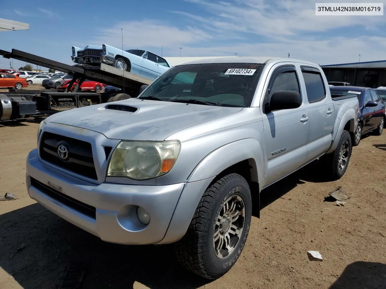 2008 Toyota Tacoma Double Cab VIN: 3TMLU42N38M016719 Lot: 69102734