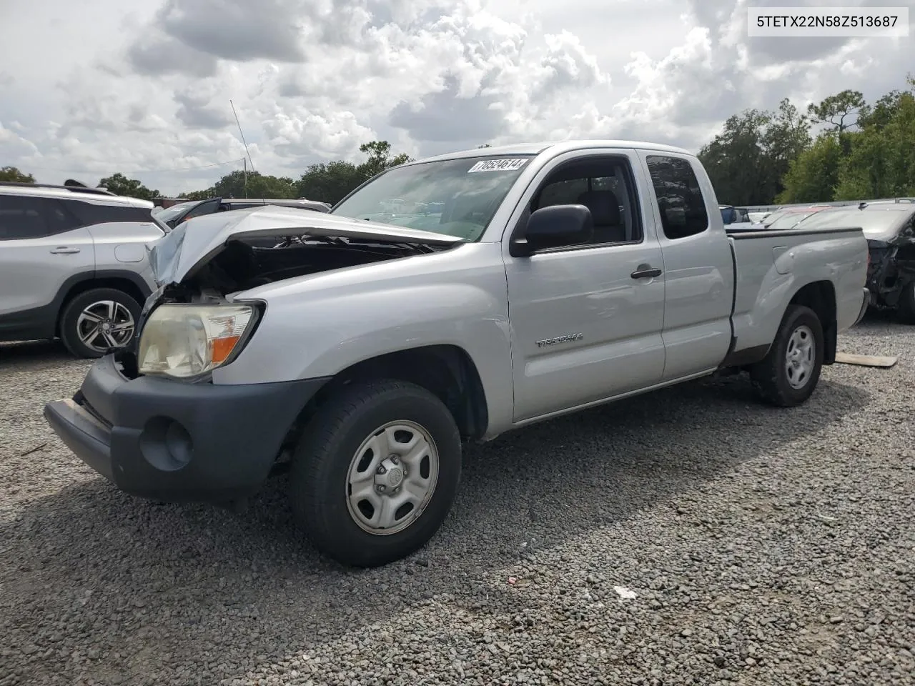 2008 Toyota Tacoma Access Cab VIN: 5TETX22N58Z513687 Lot: 70524614