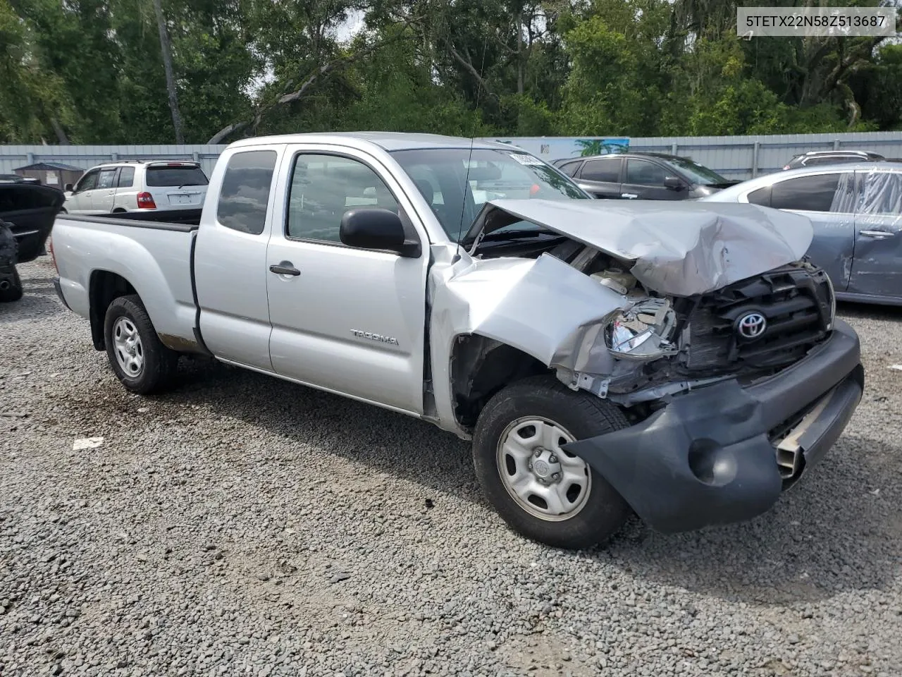 2008 Toyota Tacoma Access Cab VIN: 5TETX22N58Z513687 Lot: 70524614