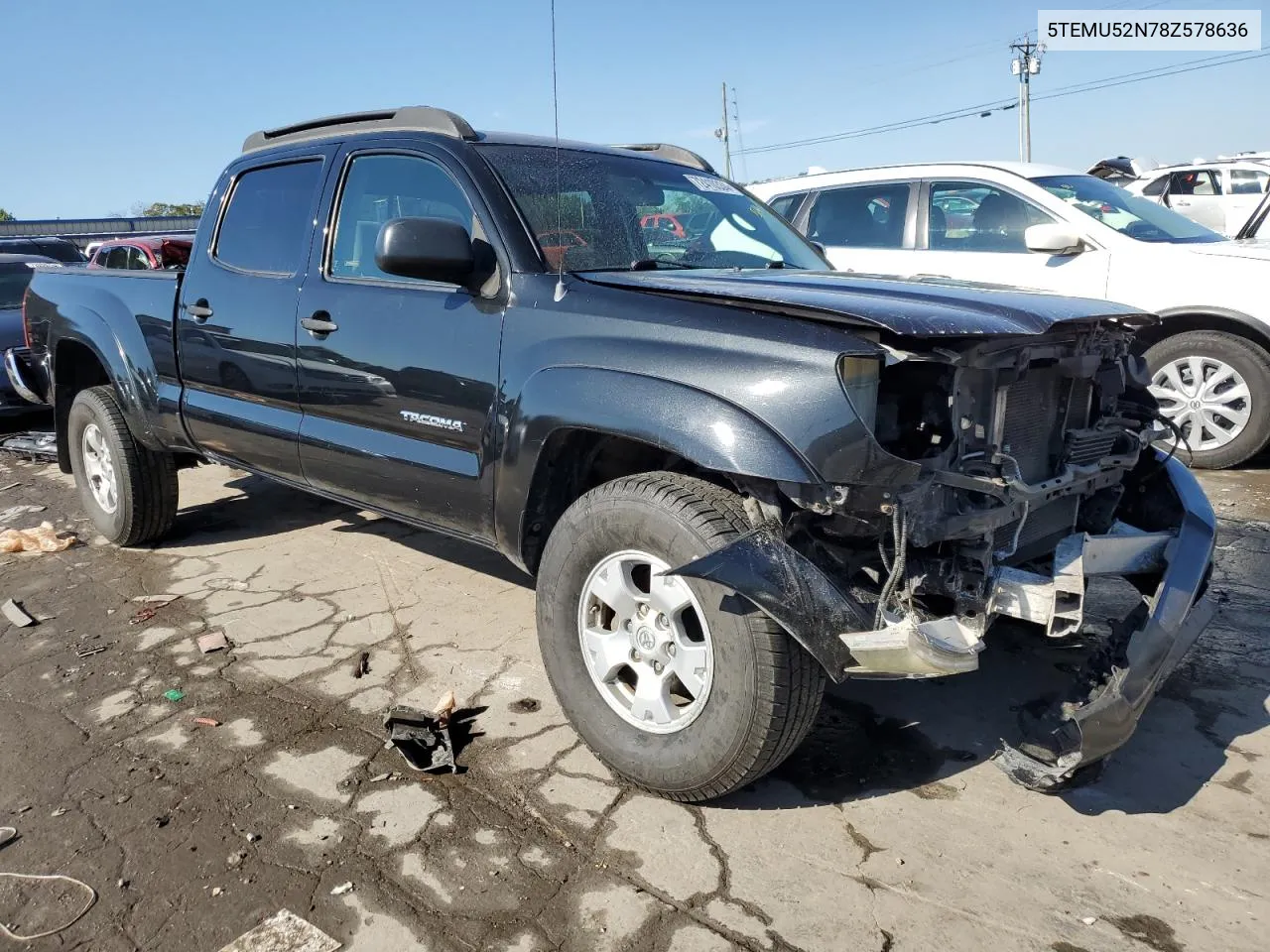 2008 Toyota Tacoma Double Cab Long Bed VIN: 5TEMU52N78Z578636 Lot: 72410334