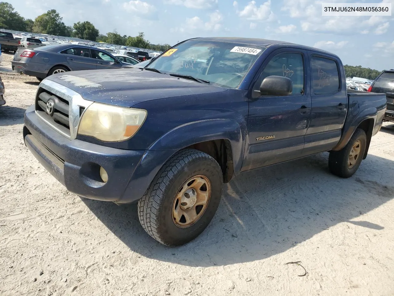 2008 Toyota Tacoma Double Cab Prerunner VIN: 3TMJU62N48M056360 Lot: 75987484