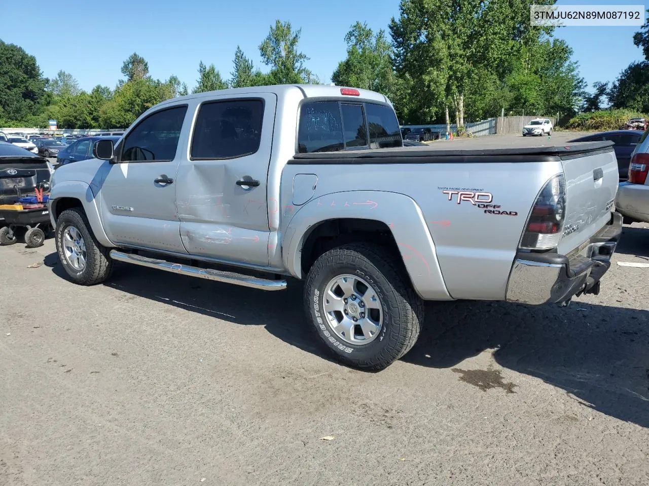 2009 Toyota Tacoma Double Cab Prerunner VIN: 3TMJU62N89M087192 Lot: 59748994