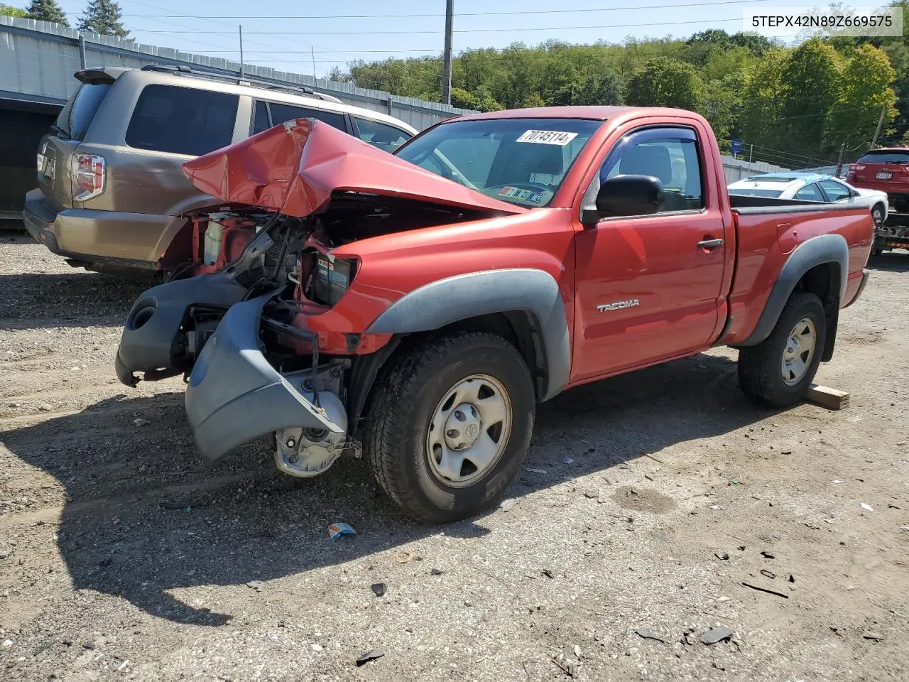 2009 Toyota Tacoma VIN: 5TEPX42N89Z669575 Lot: 70745114