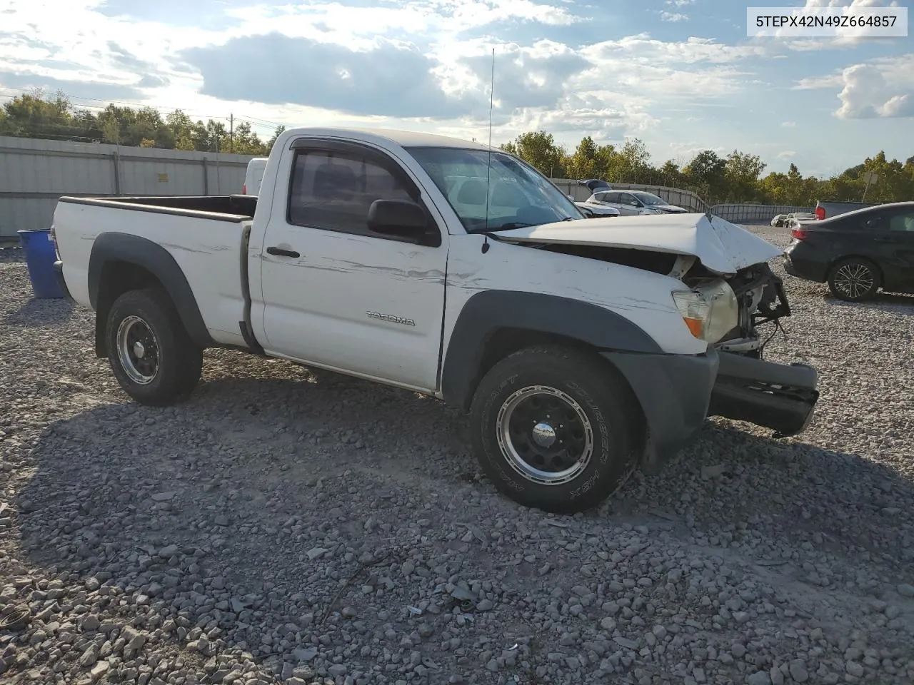 2009 Toyota Tacoma VIN: 5TEPX42N49Z664857 Lot: 74296954