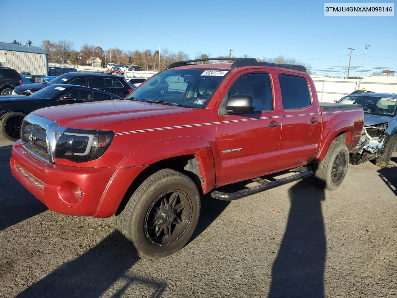 2010 Toyota Tacoma Double Cab Prerunner VIN: 3TMJU4GNXAM098146 Lot: 80247774