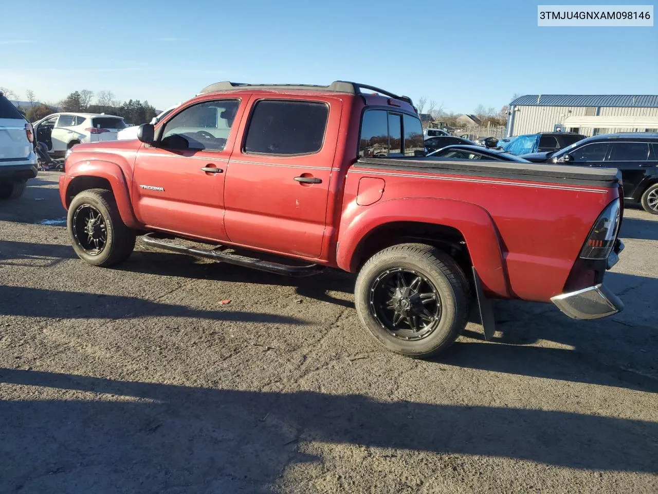 2010 Toyota Tacoma Double Cab Prerunner VIN: 3TMJU4GNXAM098146 Lot: 80247774