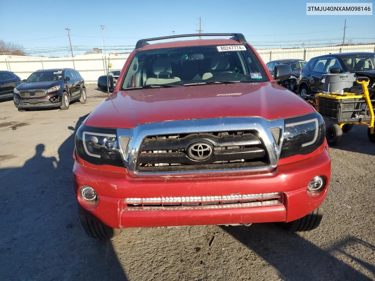 2010 Toyota Tacoma Double Cab Prerunner VIN: 3TMJU4GNXAM098146 Lot: 80247774