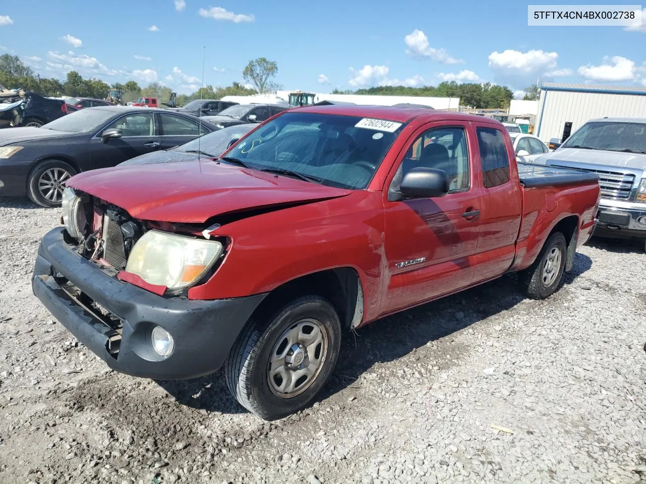 2011 Toyota Tacoma Access Cab VIN: 5TFTX4CN4BX002738 Lot: 72602944