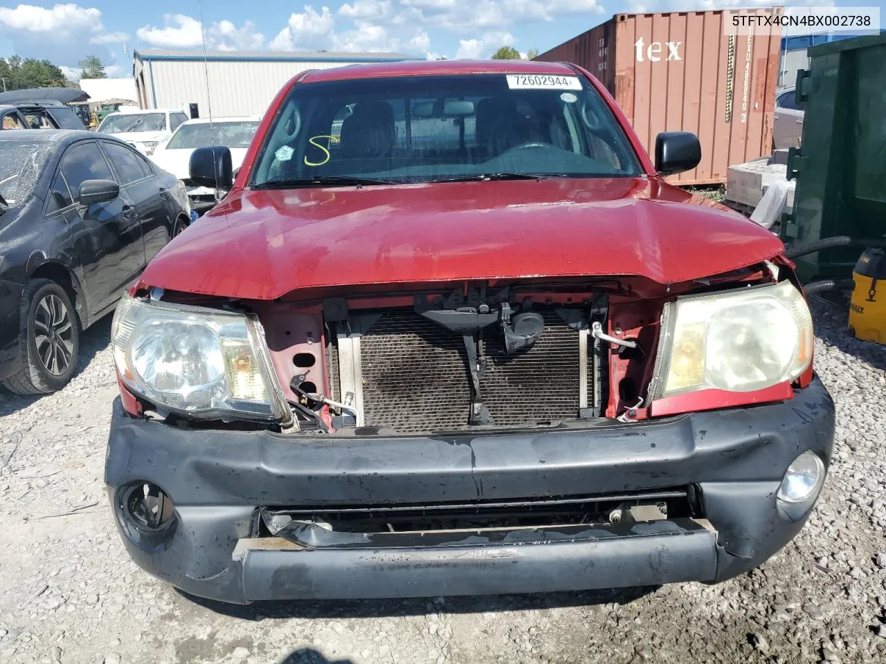 2011 Toyota Tacoma Access Cab VIN: 5TFTX4CN4BX002738 Lot: 72602944