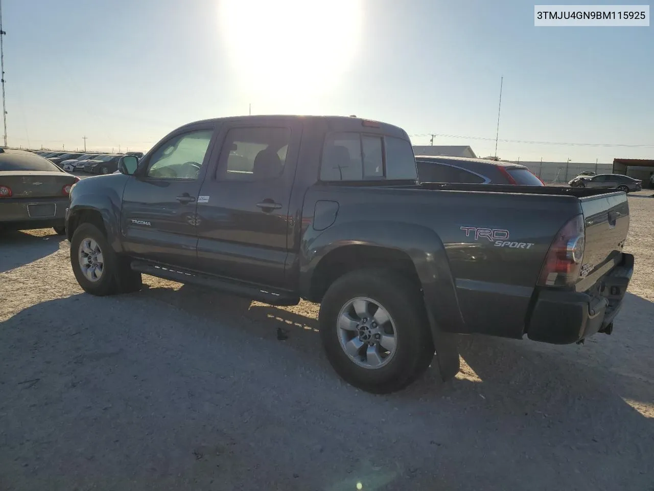 2011 Toyota Tacoma Double Cab Prerunner VIN: 3TMJU4GN9BM115925 Lot: 78024714