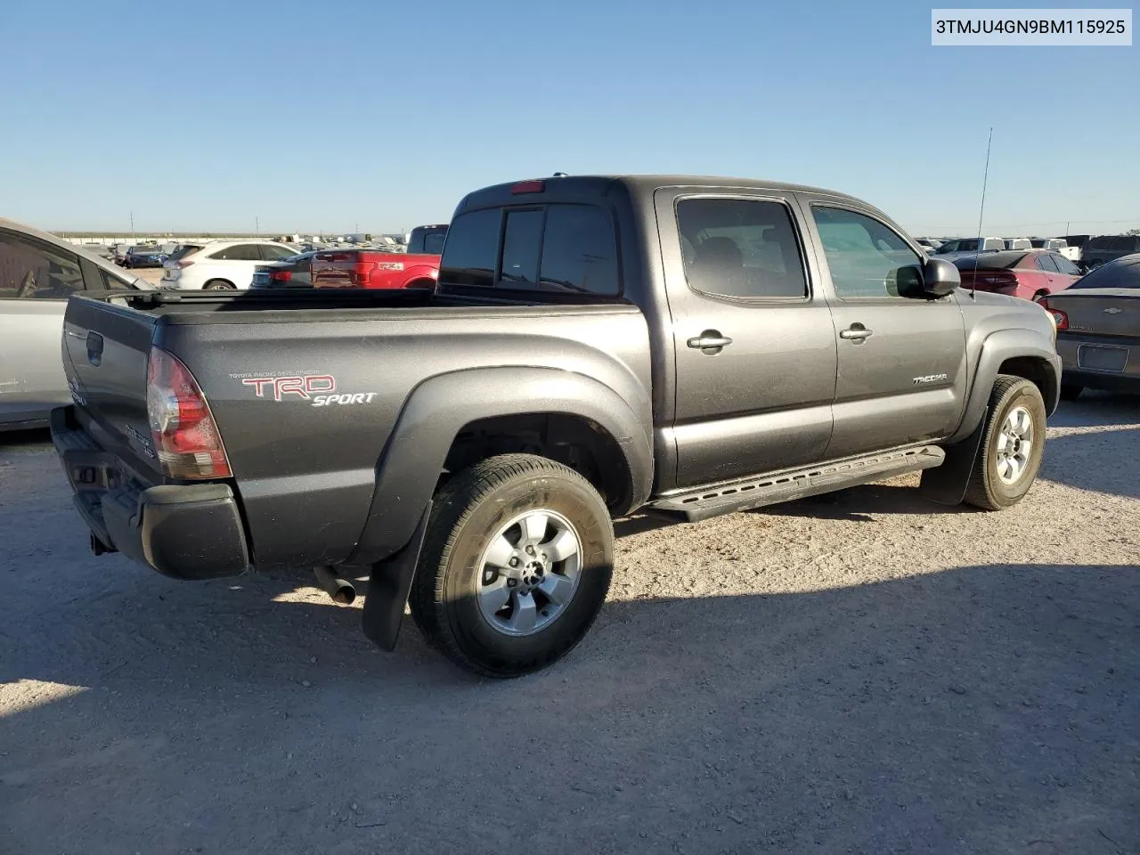 2011 Toyota Tacoma Double Cab Prerunner VIN: 3TMJU4GN9BM115925 Lot: 78024714