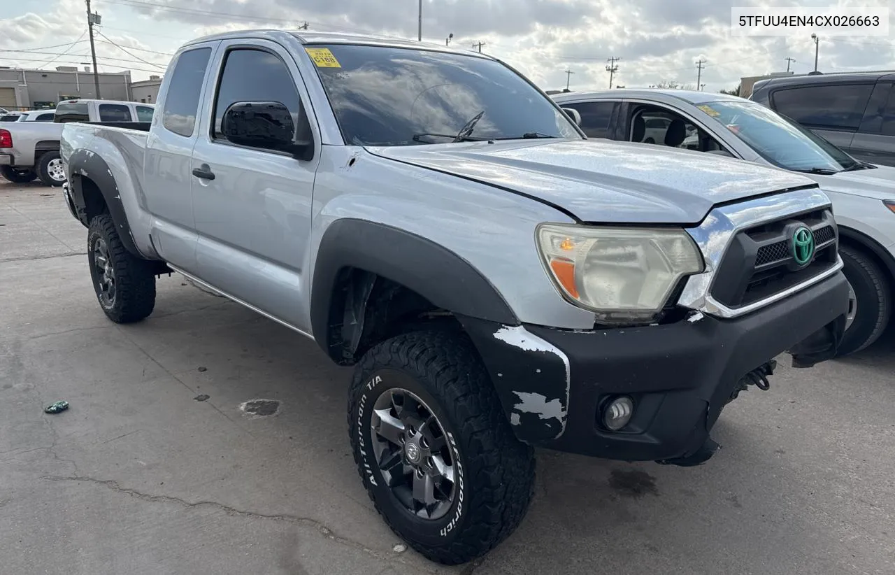 2012 Toyota Tacoma VIN: 5TFUU4EN4CX026663 Lot: 78928564