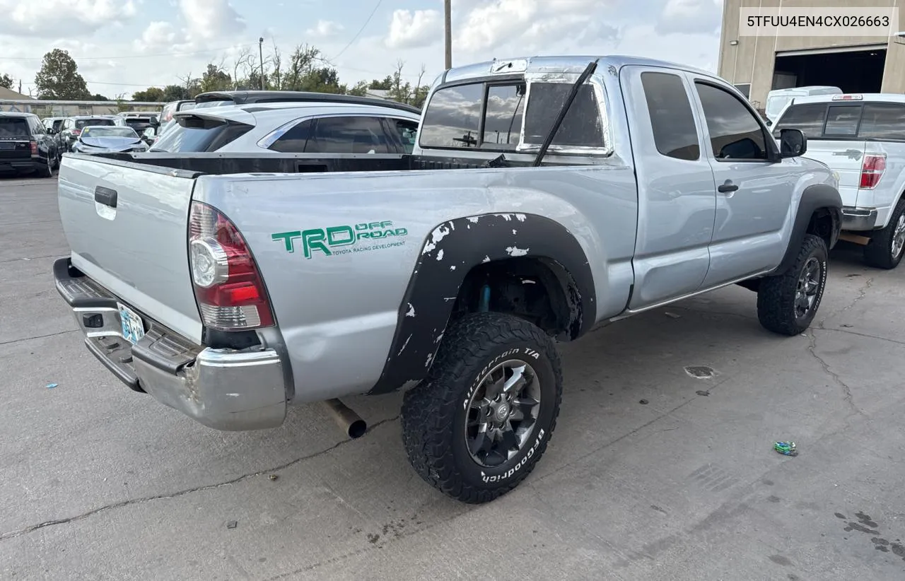 2012 Toyota Tacoma VIN: 5TFUU4EN4CX026663 Lot: 78928564