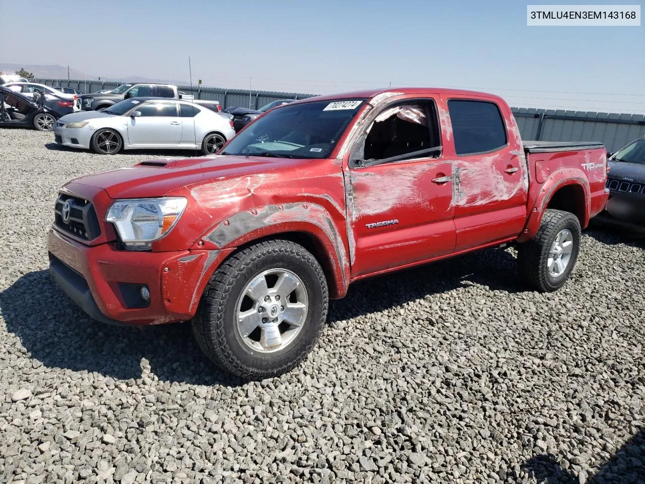 2014 Toyota Tacoma Double Cab VIN: 3TMLU4EN3EM143168 Lot: 70274274