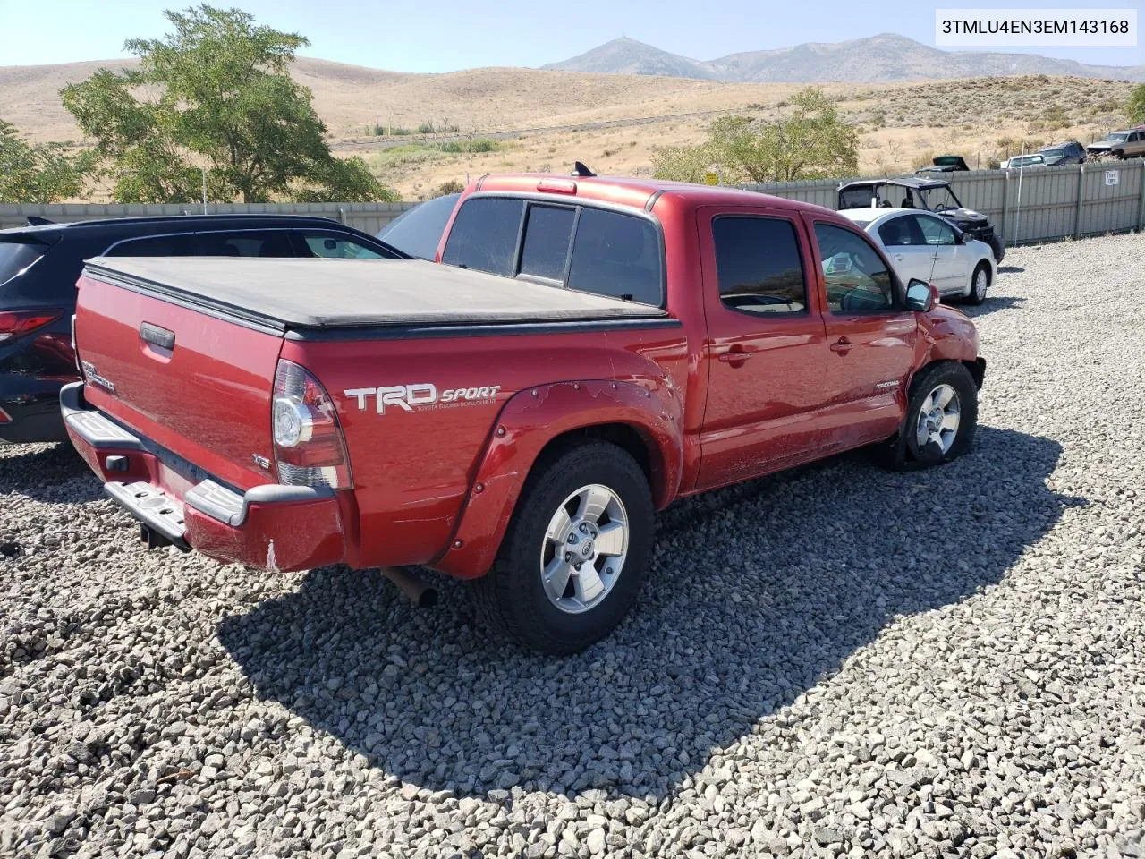 2014 Toyota Tacoma Double Cab VIN: 3TMLU4EN3EM143168 Lot: 70274274