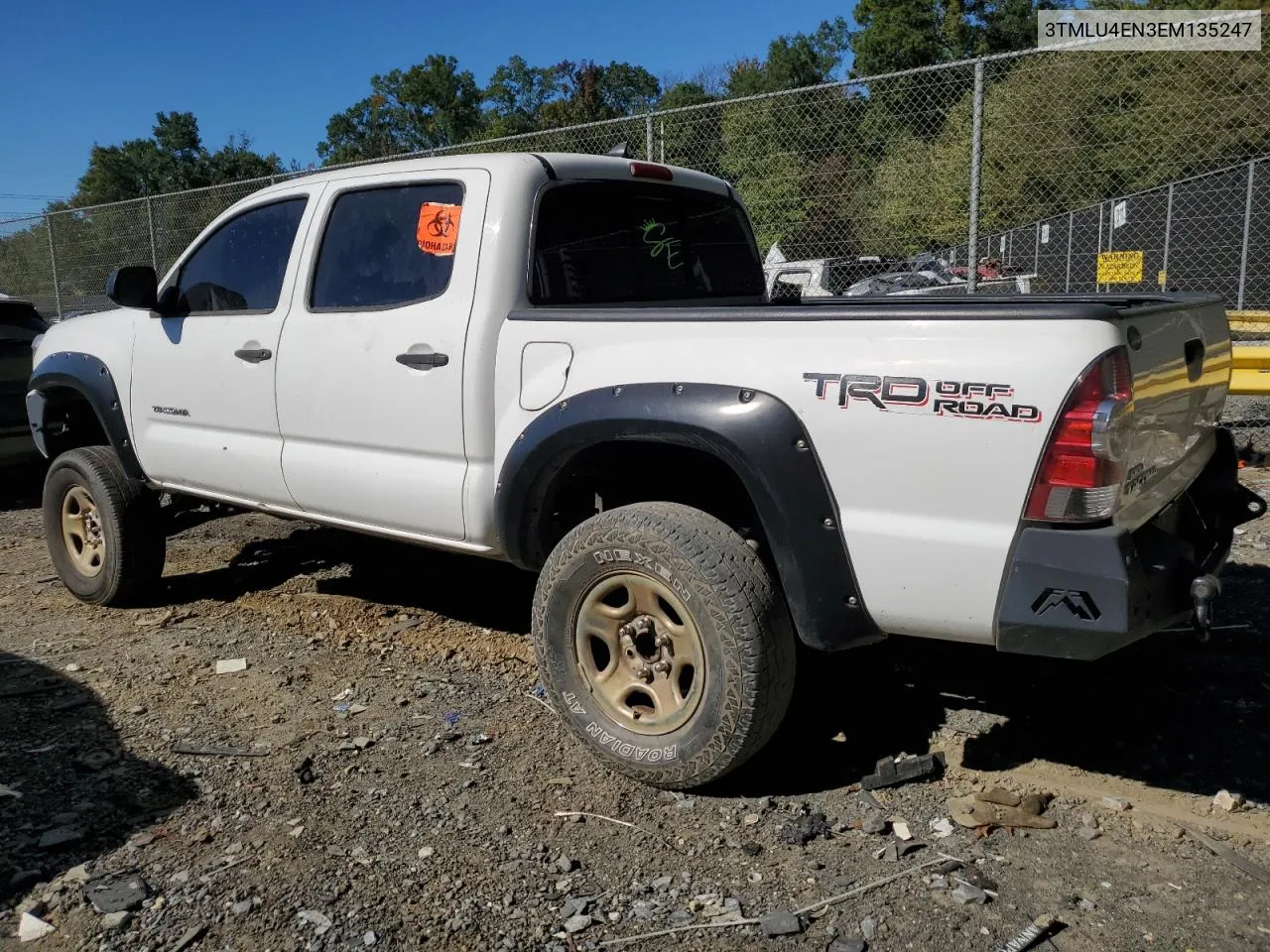 2014 Toyota Tacoma Double Cab VIN: 3TMLU4EN3EM135247 Lot: 75709234